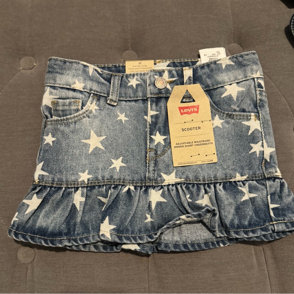 Levi's Blue and White Star Print Skort with Ruffled Hem